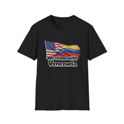 USA We Stand With Venezuela T-Shirt | US and Venezuela Flag Solidarity