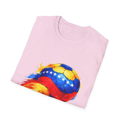 Venezuelan Flag Flaming Soccer Ball T-Shirt | Venezuela Football Tee