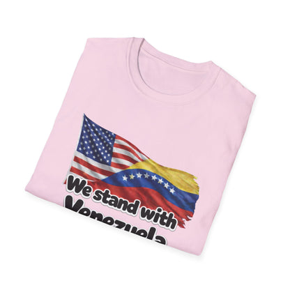 USA We Stand With Venezuela T-Shirt | US and Venezuela Flag Solidarity