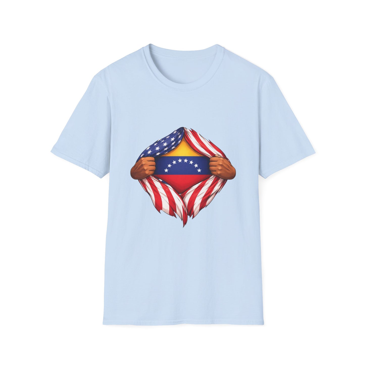 Venezuela Flag Reveal T-Shirt | American Flag Ripped Heart Chest