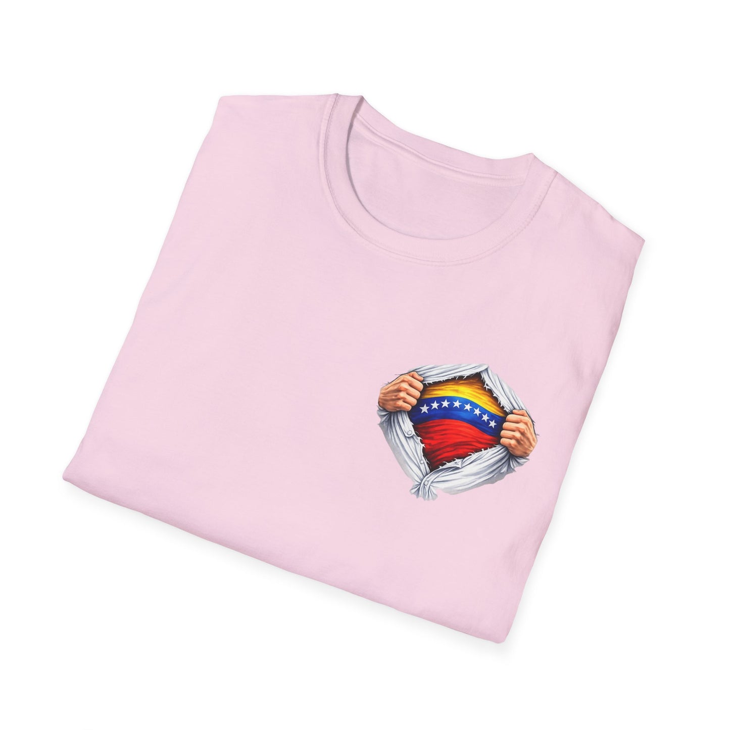 Venezuelan Flag Heart Rip-Tear T-Shirt | Venezuela Chest Reveal