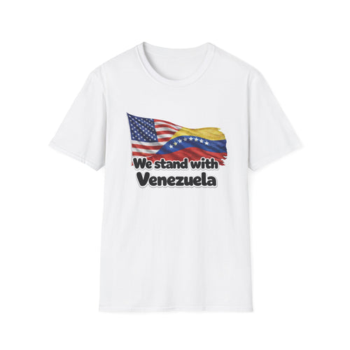 USA We Stand With Venezuela T-Shirt | US and Venezuela Flag Solidarity