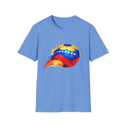 Venezuelan Flag Flaming Soccer Ball T-Shirt | Venezuela Football Tee