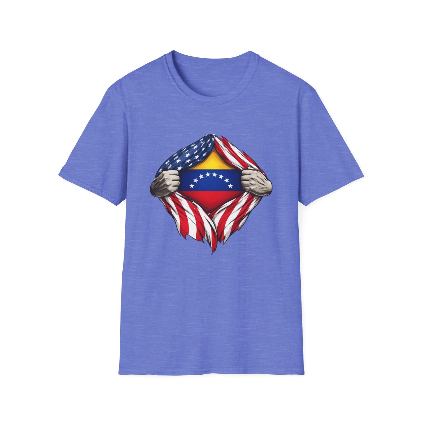 Venezuelan Flag Reveal T-Shirt | USA Flag Ripped Chest Design