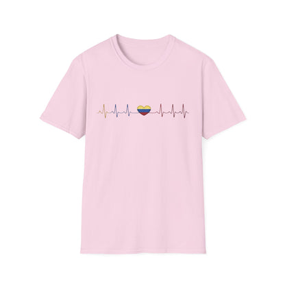 Venezuelan Flag Heartbeat Tee | Heart ECG Line with Venezuelan Flag Colors