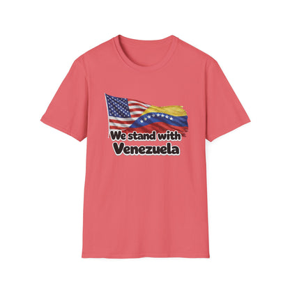 USA We Stand With Venezuela T-Shirt | US and Venezuela Flag Solidarity