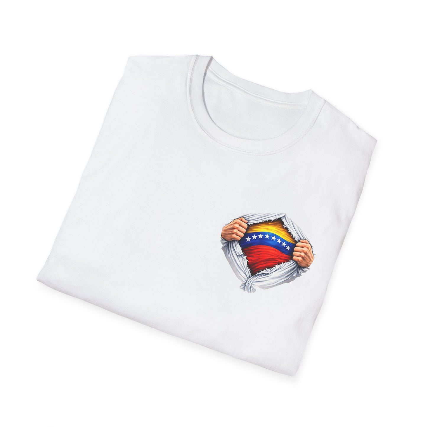 Venezuelan Flag Heart Rip-Tear T-Shirt | Venezuela Chest Reveal