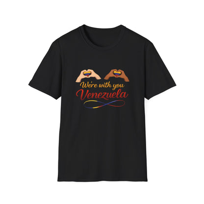 We're with you Venezuela T-Shirt | Heart Hands, Support, Venezuelan Colors