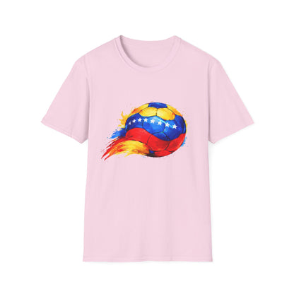 Venezuelan Flag Flaming Soccer Ball T-Shirt | Venezuela Football Tee