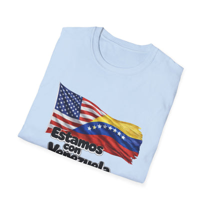 USA Estamos con Venezuela T-Shirt | US and Venezuela Flag Design