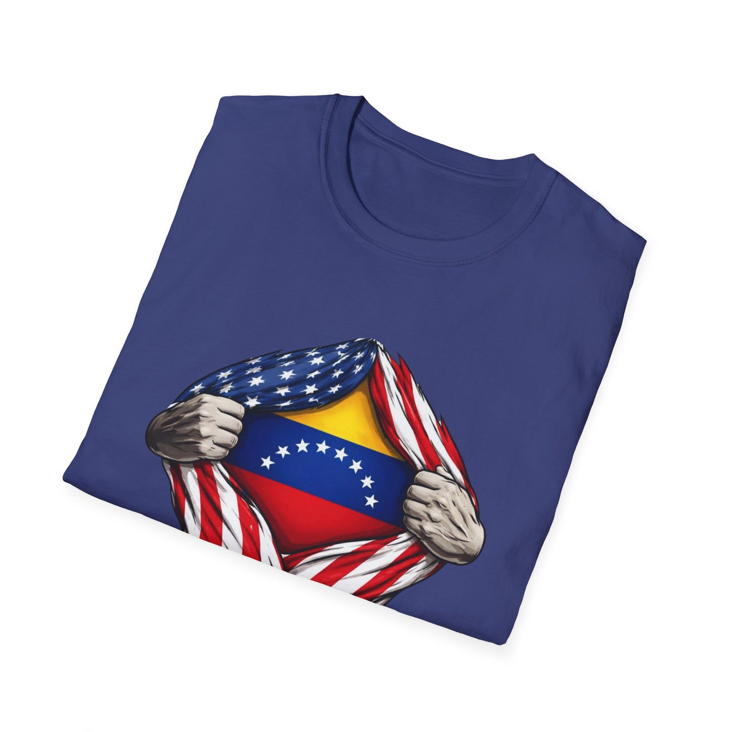 Venezuelan Flag Reveal T-Shirt | USA Flag Ripped Chest Design
