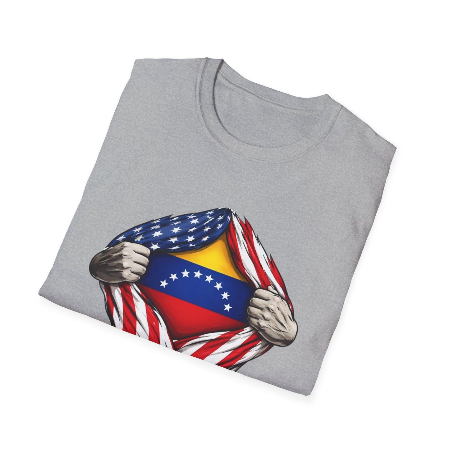 Venezuelan Flag Reveal T-Shirt | USA Flag Ripped Chest Design