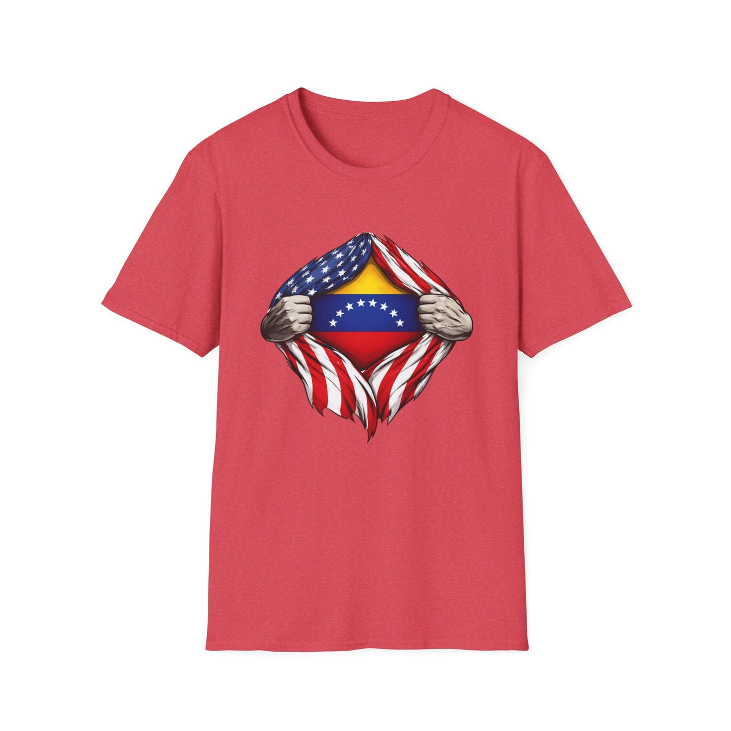 Venezuelan Flag Reveal T-Shirt | USA Flag Ripped Chest Design
