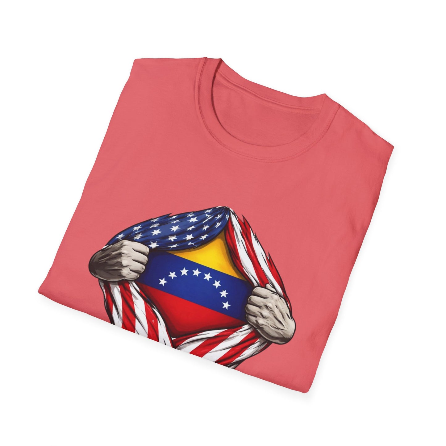 Venezuelan Flag Reveal T-Shirt | USA Flag Ripped Chest Design
