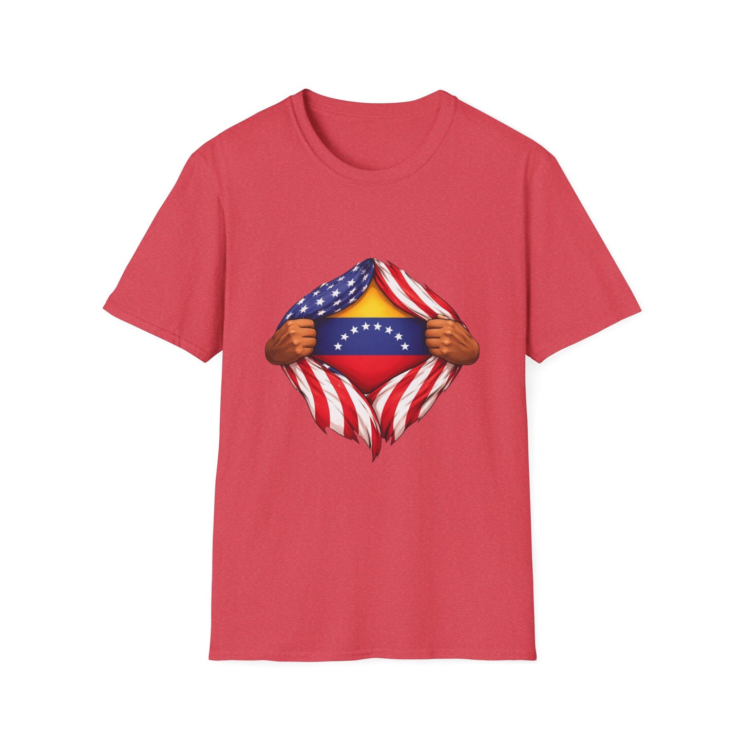 Venezuela Flag Reveal T-Shirt | American Flag Ripped Heart Chest