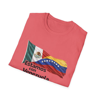 Mexico Estamos con Venezuela T-Shirt | Mexico and Venezuela Flags, Solidarity Tee