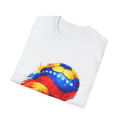 Venezuelan Flag Flaming Soccer Ball T-Shirt | Venezuela Football Tee