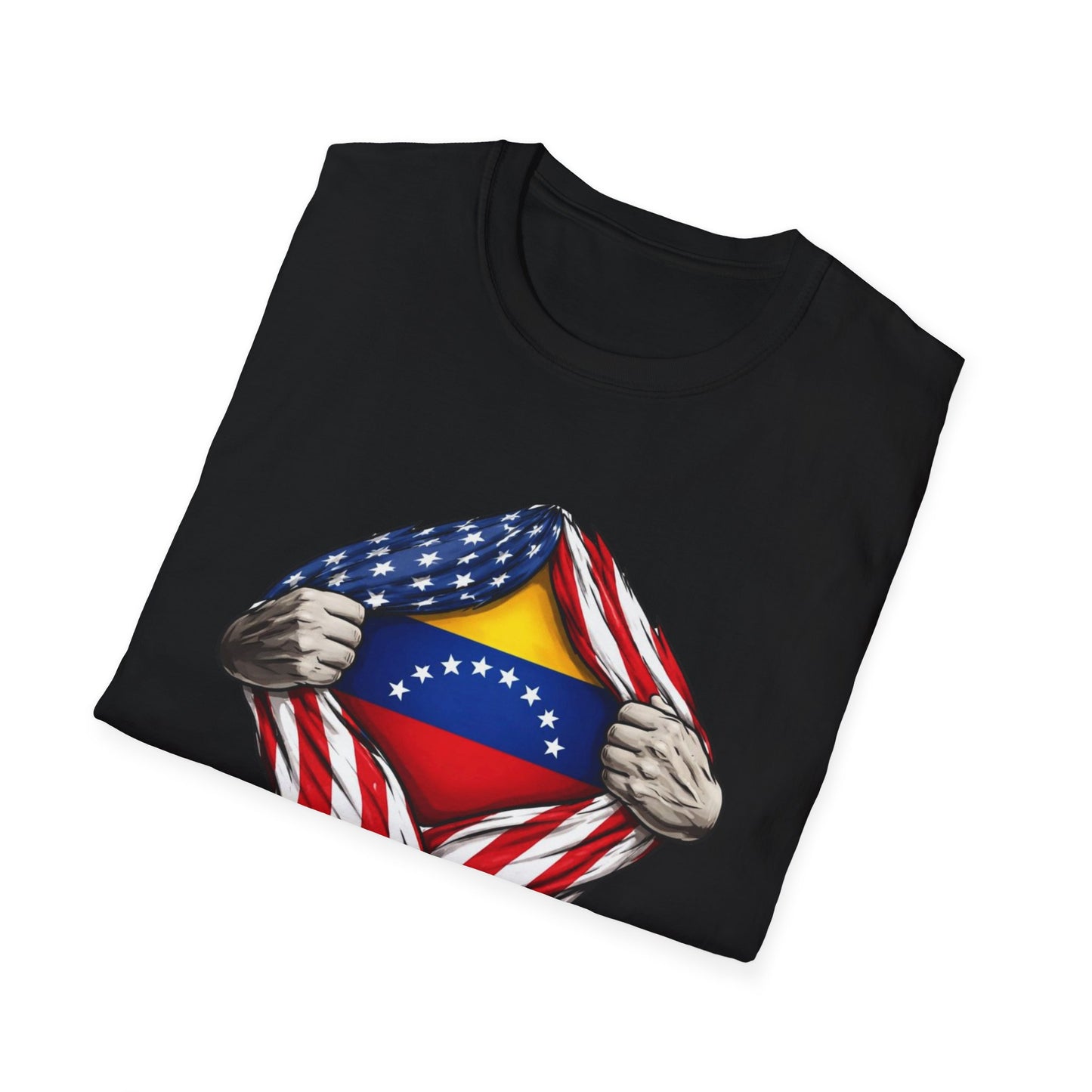 Venezuelan Flag Reveal T-Shirt | USA Flag Ripped Chest Design