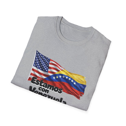 USA Estamos con Venezuela T-Shirt | US and Venezuela Flag Design