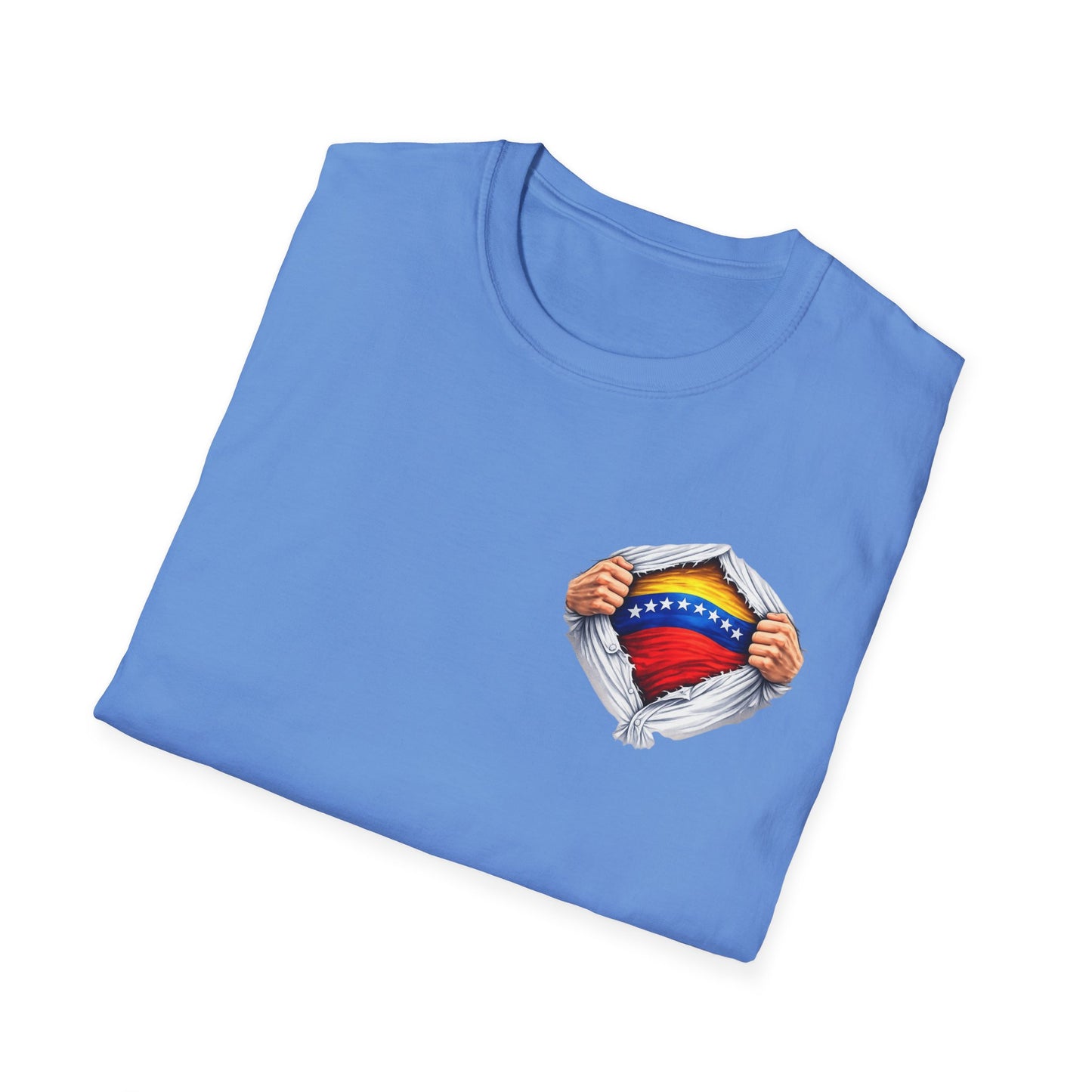 Venezuelan Flag Heart Rip-Tear T-Shirt | Venezuela Chest Reveal