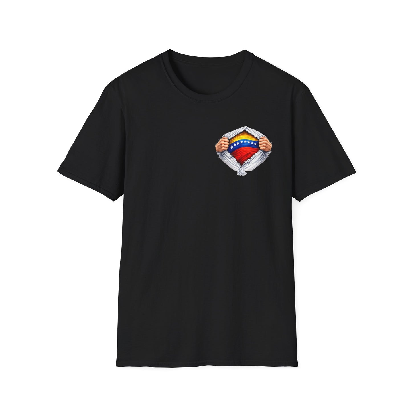 Venezuelan Flag Heart Rip-Tear T-Shirt | Venezuela Chest Reveal
