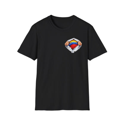 Venezuelan Flag Heart Rip-Tear T-Shirt | Venezuela Chest Reveal