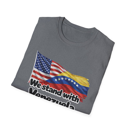 USA We Stand With Venezuela T-Shirt | US and Venezuela Flag Solidarity
