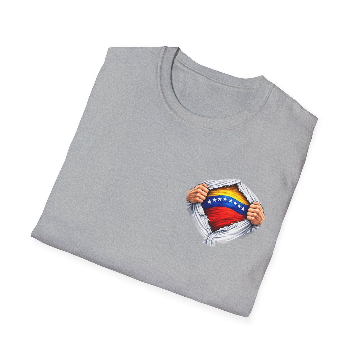 Venezuelan Flag Heart Rip-Tear T-Shirt | Venezuela Chest Reveal