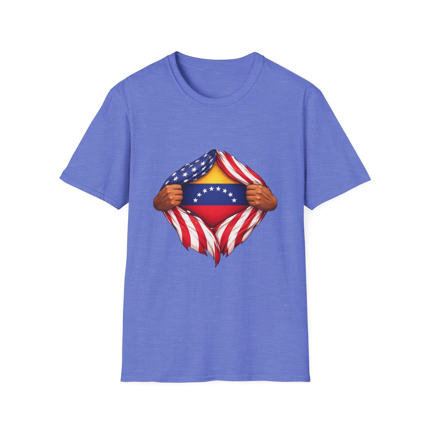 Venezuela Flag Reveal T-Shirt | American Flag Ripped Heart Chest