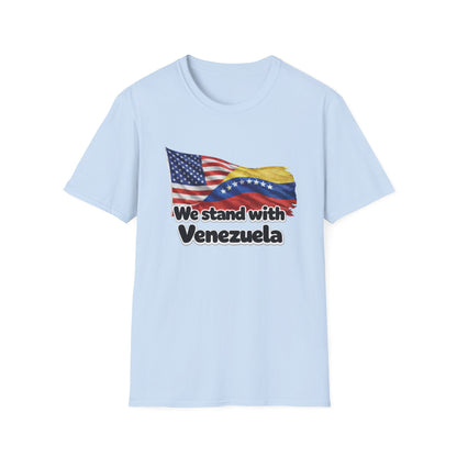 USA We Stand With Venezuela T-Shirt | US and Venezuela Flag Solidarity