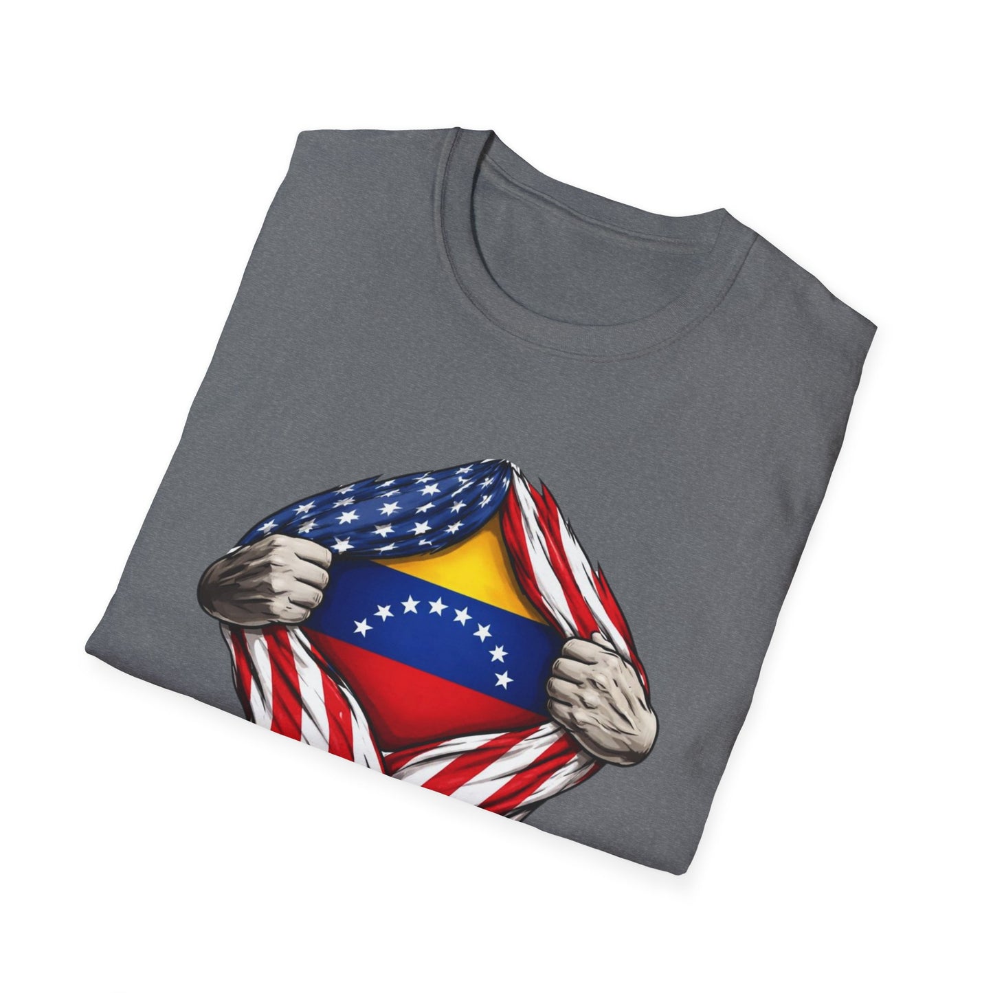Venezuelan Flag Reveal T-Shirt | USA Flag Ripped Chest Design