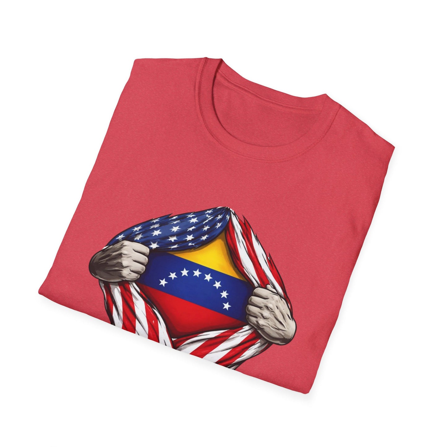 Venezuelan Flag Reveal T-Shirt | USA Flag Ripped Chest Design